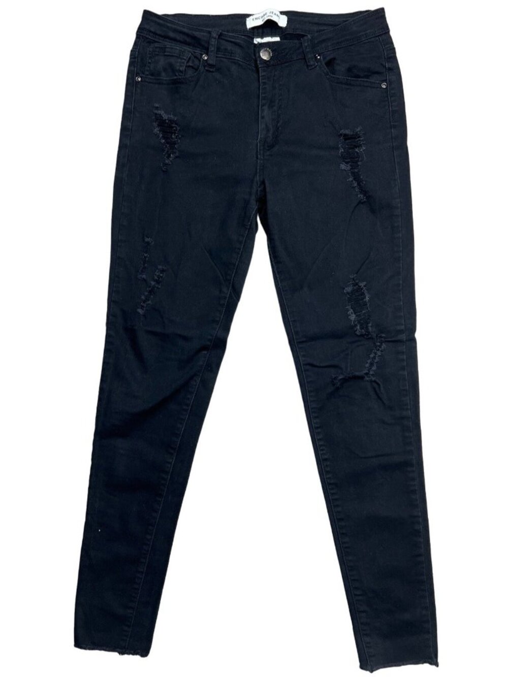 Encore Distressed Skinny Black Jeans Size 7